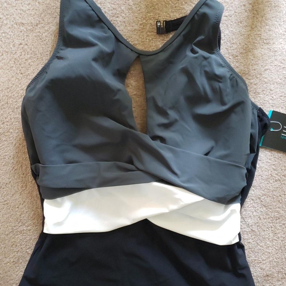 Profile wrap front black 1 piece bathing suit